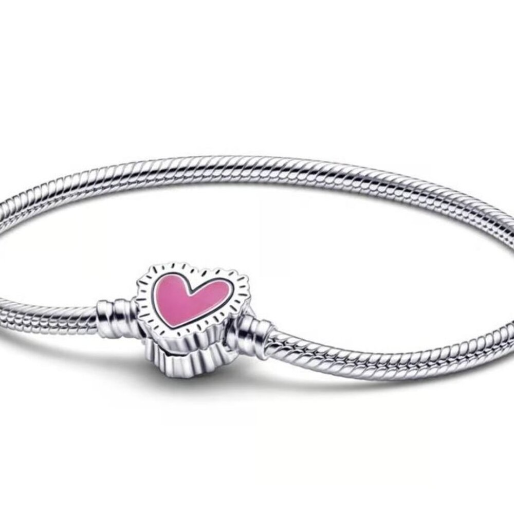 Keith Haring Inspired Graphic Art "Heart" Bracelet Sterling Silver 8"